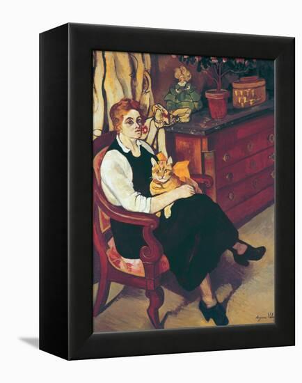 Portrait of Lily Walton with Raminou (Portrait De Miss Lily Walton Avec Raminou)-Suzanne Valadon-Framed Premier Image Canvas