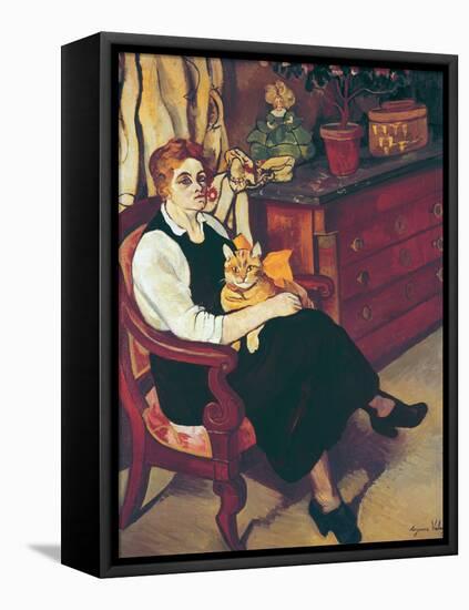 Portrait of Lily Walton with Raminou (Portrait De Miss Lily Walton Avec Raminou)-Suzanne Valadon-Framed Premier Image Canvas