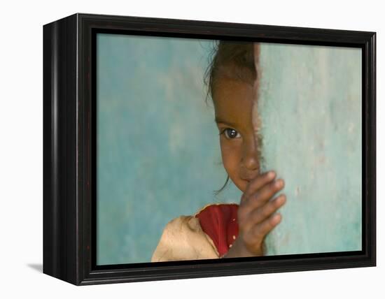 Portrait of Little Girl, Orissa, India-Keren Su-Framed Premier Image Canvas