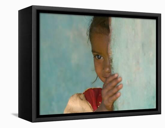 Portrait of Little Girl, Orissa, India-Keren Su-Framed Premier Image Canvas