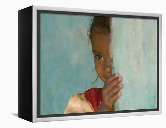 Portrait of Little Girl, Orissa, India-Keren Su-Framed Premier Image Canvas