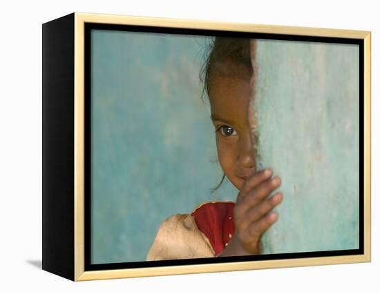 Portrait of Little Girl, Orissa, India-Keren Su-Framed Premier Image Canvas