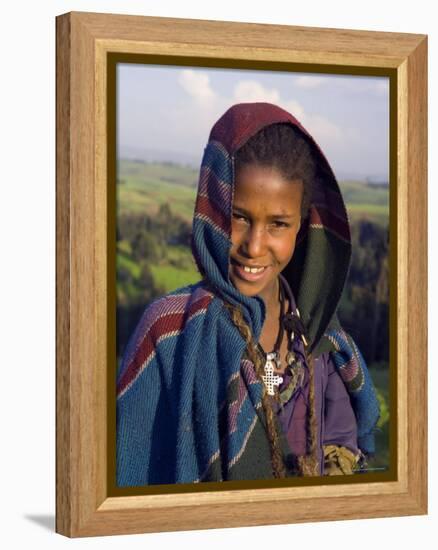 Portrait of Local Girl, Unesco World Heritage Site, Simien Mountains National Park, Ethiopia-Gavin Hellier-Framed Premier Image Canvas