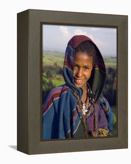 Portrait of Local Girl, Unesco World Heritage Site, Simien Mountains National Park, Ethiopia-Gavin Hellier-Framed Premier Image Canvas