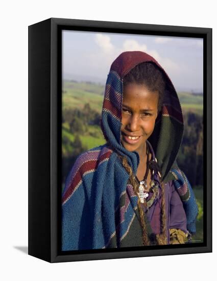 Portrait of Local Girl, Unesco World Heritage Site, Simien Mountains National Park, Ethiopia-Gavin Hellier-Framed Premier Image Canvas