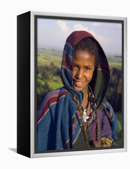 Portrait of Local Girl, Unesco World Heritage Site, Simien Mountains National Park, Ethiopia-Gavin Hellier-Framed Premier Image Canvas