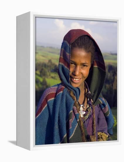 Portrait of Local Girl, Unesco World Heritage Site, Simien Mountains National Park, Ethiopia-Gavin Hellier-Framed Premier Image Canvas