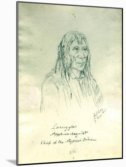 Portrait of Looking Glass Apash-Wa-Hay-Ikt Chief of the Nez Perce Indians-Gustav Sohon-Mounted Giclee Print