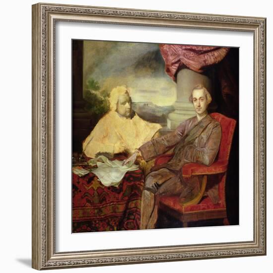 Portrait of Lord Rockingham (1730-82) and Edmund Burke (1729-97) C.1766-Sir Joshua Reynolds-Framed Giclee Print