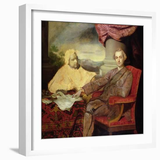 Portrait of Lord Rockingham (1730-82) and Edmund Burke (1729-97) C.1766-Sir Joshua Reynolds-Framed Giclee Print