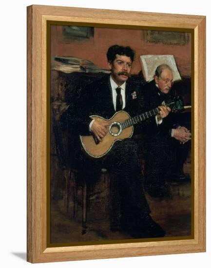 Portrait of Lorenzo Pagans, Spanish Tenor, and Auguste Degas, the Artist's Father, circa 1871-72-Edgar Degas-Framed Premier Image Canvas