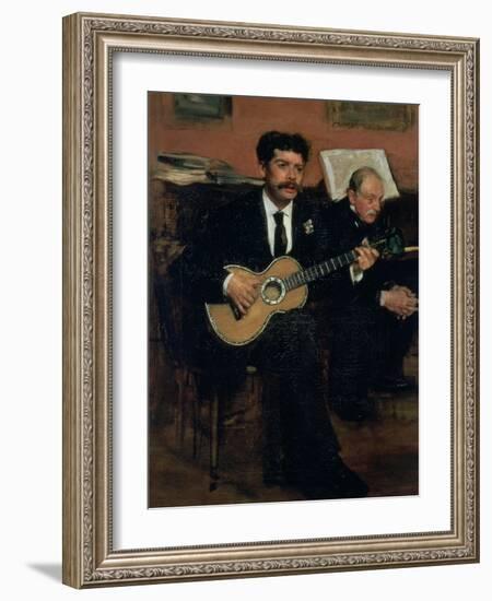 Portrait of Lorenzo Pagans, Spanish Tenor, and Auguste Degas, the Artist's Father, circa 1871-72-Edgar Degas-Framed Giclee Print