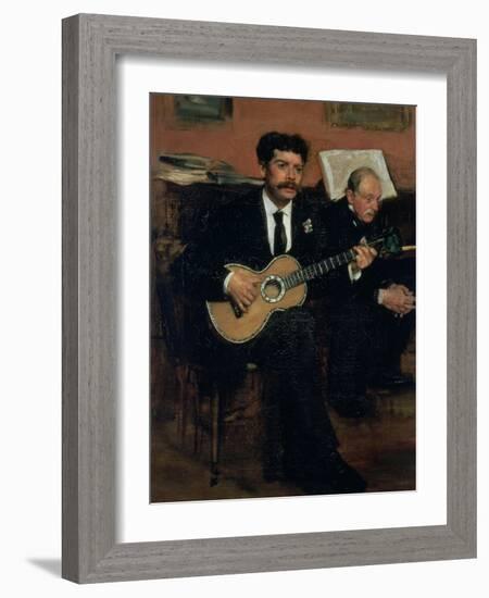 Portrait of Lorenzo Pagans, Spanish Tenor, and Auguste Degas, the Artist's Father, circa 1871-72-Edgar Degas-Framed Giclee Print