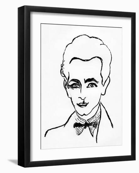 Portrait of Louis Aragon, C.1920 (Drawing)-Robert Delaunay-Framed Giclee Print