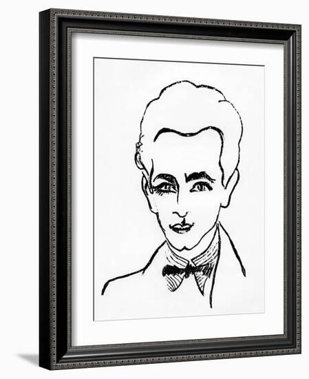 Portrait of Louis Aragon, C.1920 (Drawing)-Robert Delaunay-Framed Giclee Print