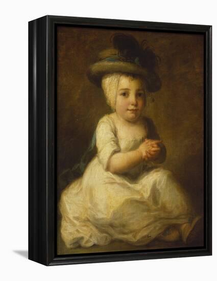 Portrait of Louis Bonomi (1777-1784), Seated Full Length, in a White Dress and Plumed Hat-Angelica Kauffmann-Framed Premier Image Canvas