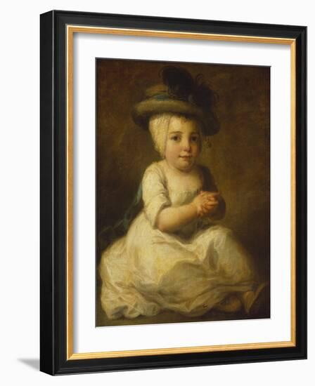 Portrait of Louis Bonomi (1777-1784), Seated Full Length, in a White Dress and Plumed Hat-Angelica Kauffmann-Framed Giclee Print