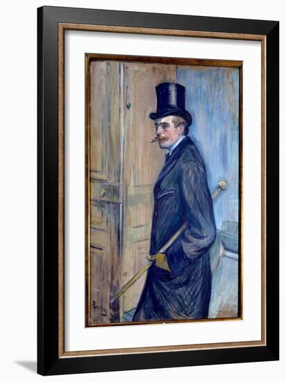 Portrait of Louis Pascal (1864-1901) the Artist's Cousin is Depicted in a Top Hat with a Cane and S-Henri de Toulouse-Lautrec-Framed Giclee Print