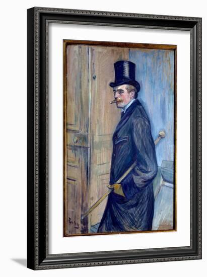 Portrait of Louis Pascal (1864-1901) the Artist's Cousin is Depicted in a Top Hat with a Cane and S-Henri de Toulouse-Lautrec-Framed Giclee Print