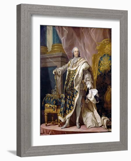 Portrait of Louis XV in His Royal Costume-Louis Michel Van Loo-Framed Giclee Print