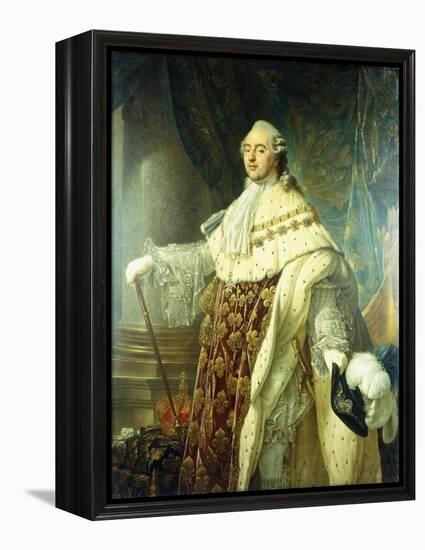 Portrait of Louis XV Wearing Robes of State-Antoine Francois Callet-Framed Premier Image Canvas