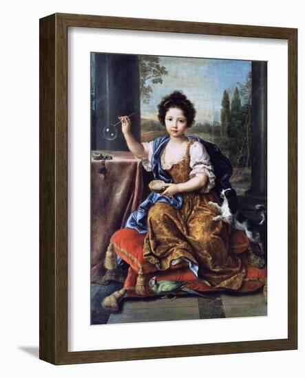 Portrait of Louise Marie Anne De Bourbon or Mademoiselle De Tours (1674-1681)-Pierre Mignard-Framed Giclee Print