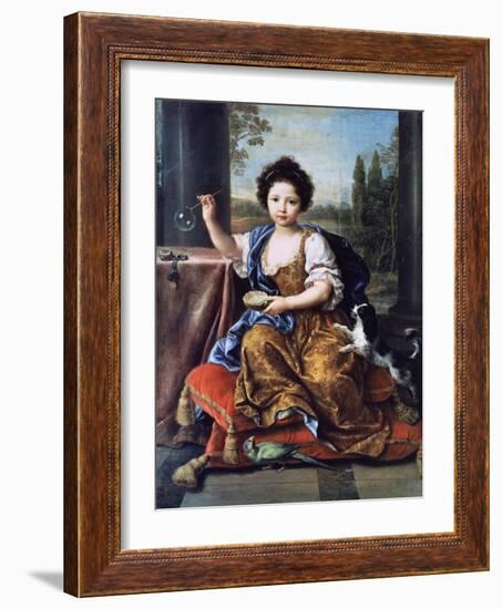 Portrait of Louise Marie Anne De Bourbon or Mademoiselle De Tours (1674-1681)-Pierre Mignard-Framed Giclee Print