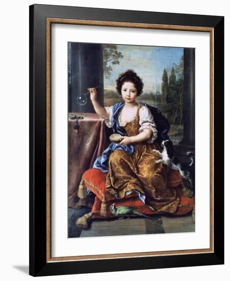 Portrait of Louise Marie Anne De Bourbon or Mademoiselle De Tours (1674-1681)-Pierre Mignard-Framed Giclee Print