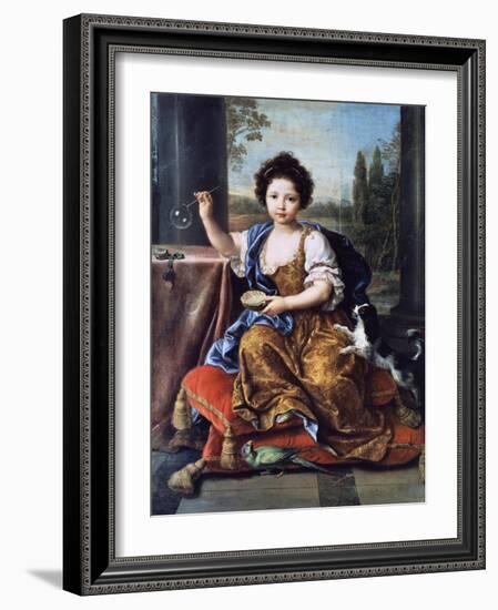 Portrait of Louise Marie Anne De Bourbon or Mademoiselle De Tours (1674-1681)-Pierre Mignard-Framed Giclee Print