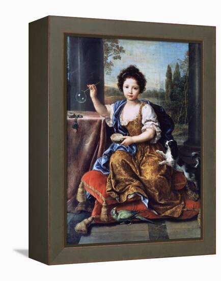 Portrait of Louise Marie Anne De Bourbon or Mademoiselle De Tours (1674-1681)-Pierre Mignard-Framed Premier Image Canvas