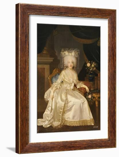 Portrait of Louise Marie Josephine de Savoie, in a White Satin Dress-Joseph Boze-Framed Giclee Print