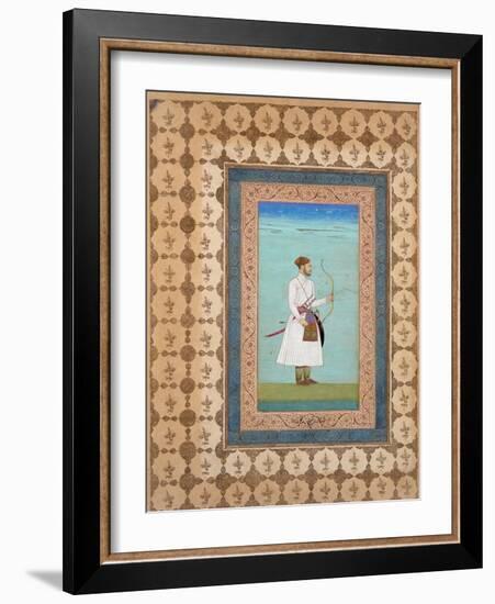 Portrait of Luhrasp Khan, Mughal Dynasty, C.1655–65 (Ink, W/C and Gold on Paper)-null-Framed Giclee Print