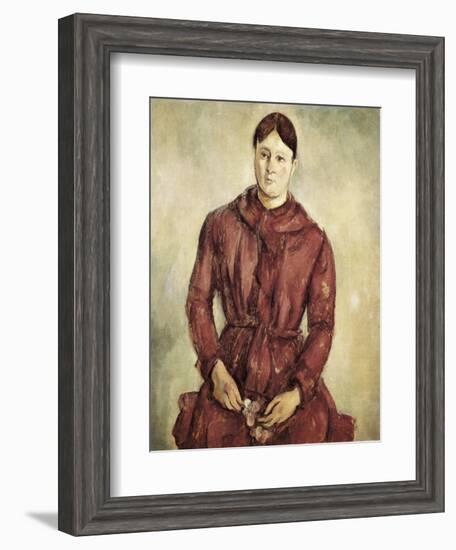 Portrait of Madame Cezanne in a Red Dress-Paul Cézanne-Framed Art Print