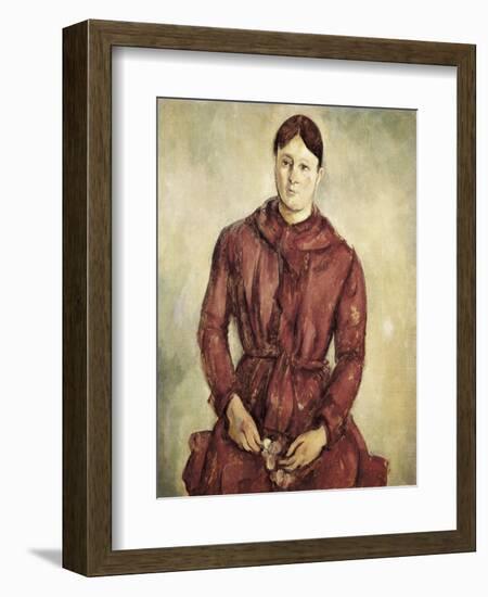 Portrait of Madame Cezanne in a Red Dress-Paul Cézanne-Framed Art Print