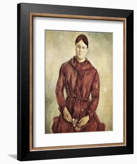 Portrait of Madame Cezanne in a Red Dress-Paul Cézanne-Framed Art Print