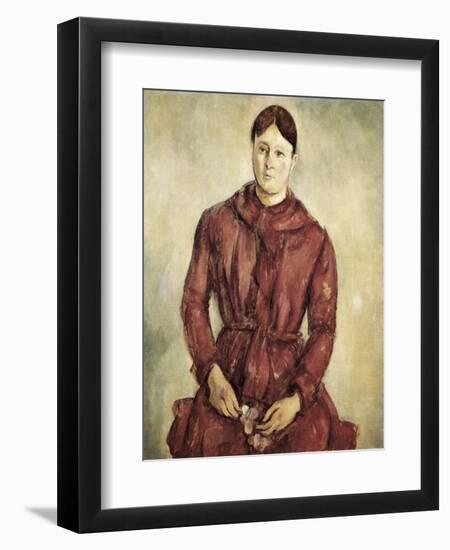 Portrait of Madame Cezanne in a Red Dress-Paul Cézanne-Framed Art Print