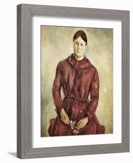 Portrait of Madame Cezanne in a Red Dress-Paul Cézanne-Framed Art Print