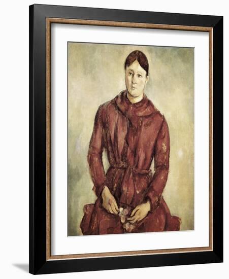 Portrait of Madame Cezanne in a Red Dress-Paul Cézanne-Framed Art Print