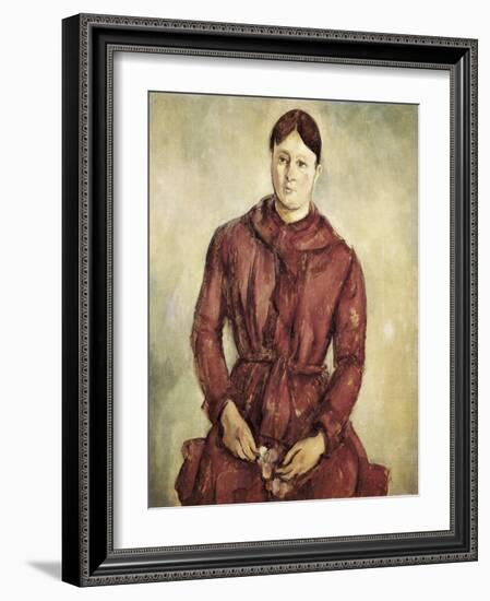 Portrait of Madame Cezanne in a Red Dress-Paul Cézanne-Framed Art Print