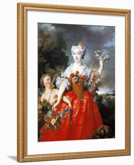 Portrait of Madame De Gueidan as Flora, 1730-Nicolas de Largilliere-Framed Giclee Print