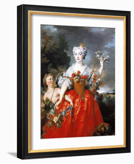 Portrait of Madame De Gueidan as Flora, 1730-Nicolas de Largilliere-Framed Giclee Print