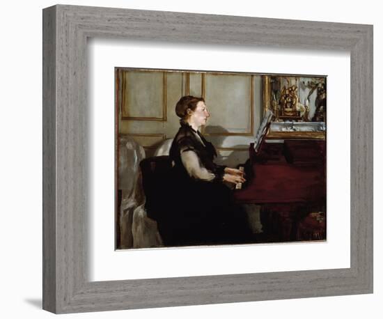 Portrait of Madame Manet (Suzanne Leenhoff) at the Piano (Oil on Canvas, 1868)-Edouard Manet-Framed Giclee Print