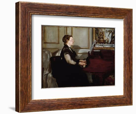 Portrait of Madame Manet (Suzanne Leenhoff) at the Piano (Oil on Canvas, 1868)-Edouard Manet-Framed Giclee Print