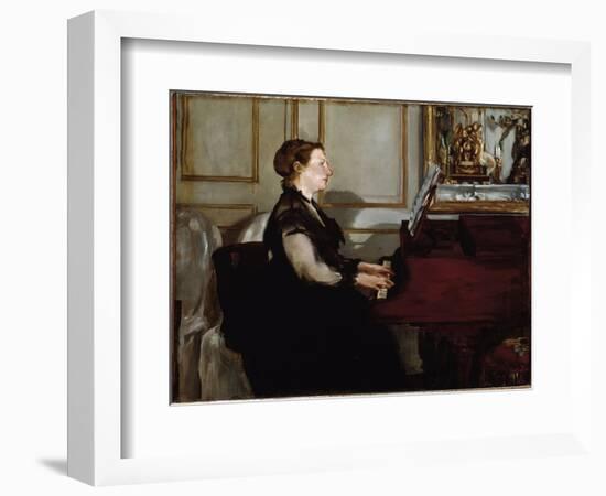 Portrait of Madame Manet (Suzanne Leenhoff) at the Piano (Oil on Canvas, 1868)-Edouard Manet-Framed Giclee Print