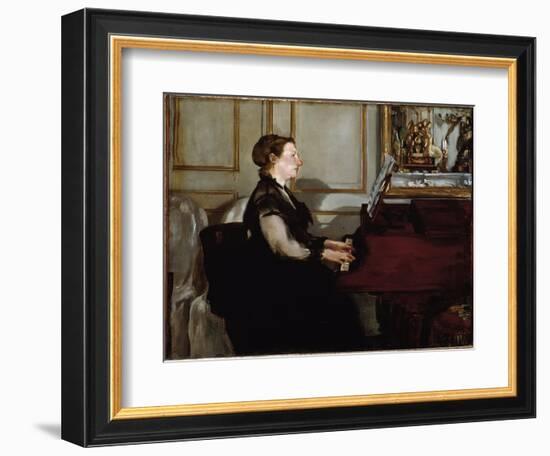 Portrait of Madame Manet (Suzanne Leenhoff) at the Piano (Oil on Canvas, 1868)-Edouard Manet-Framed Giclee Print