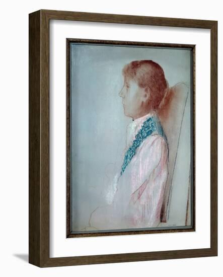 Portrait of Madame Odilon Redon (1853-1923) 'Pastel Painting by Odilon Redon (1840-1916) 1905 Sun.-Odilon Redon-Framed Giclee Print