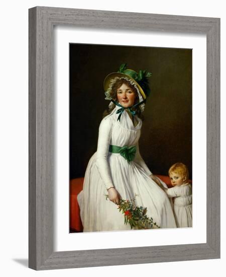 Portrait of Madame Pierre Seriziat and Her Son, Emile-Jacques Louis David-Framed Giclee Print