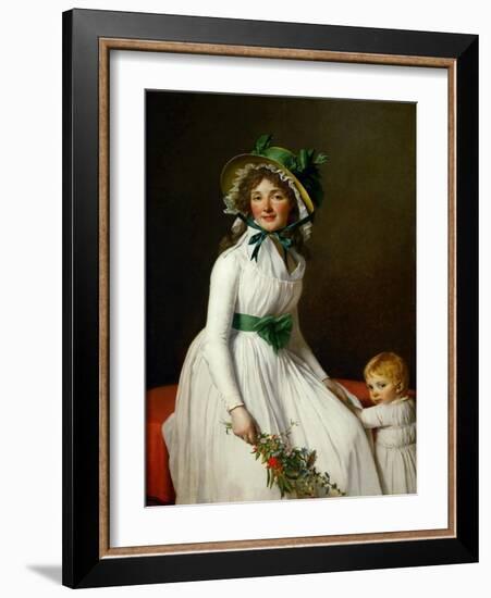 Portrait of Madame Pierre Seriziat and Her Son, Emile-Jacques Louis David-Framed Giclee Print