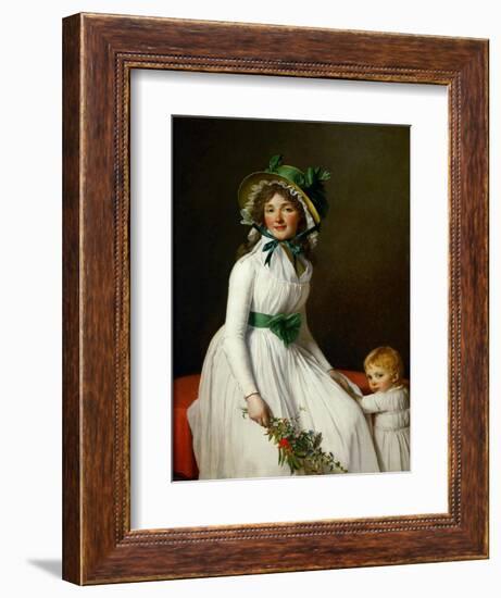 Portrait of Madame Pierre Seriziat and Her Son, Emile-Jacques Louis David-Framed Giclee Print