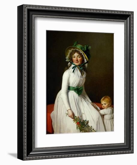 Portrait of Madame Pierre Seriziat and Her Son, Emile-Jacques Louis David-Framed Giclee Print